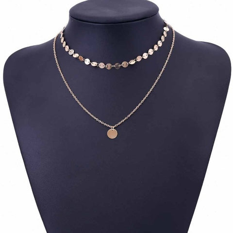 New Fashion Gold Coin Layered Necklace Set For Women Charm Choker Necklace