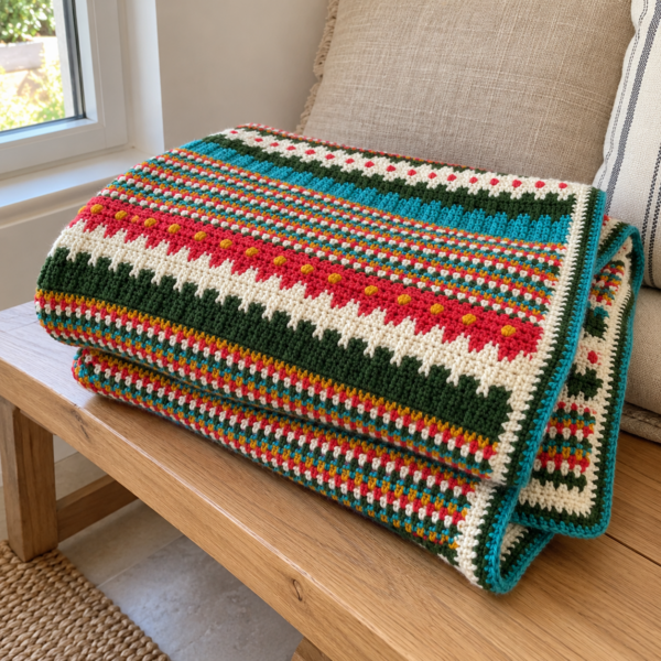 Colorful Crochet Blanket by the Window Merry Christmas Crochet Blanket Pattern PDF – Colorful Christmas Throw