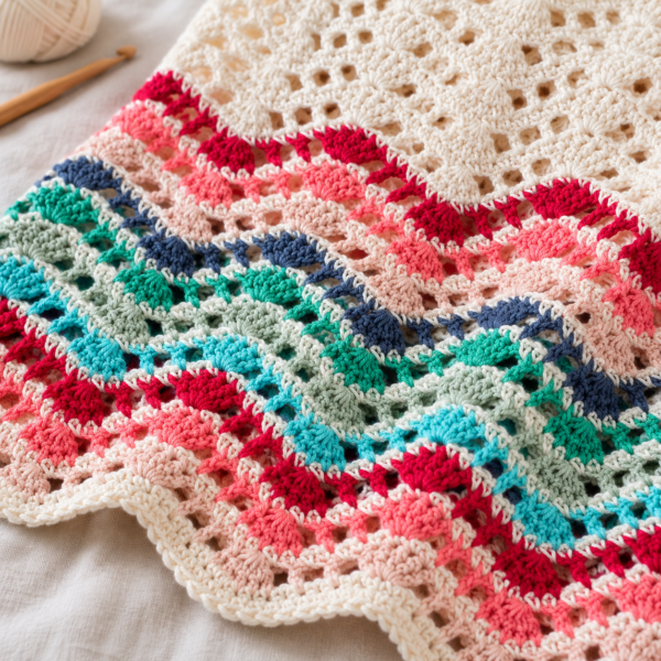 Colorful Crocheted Ripple Blanket Baby Blanket Crochet Pattern PDF – Colorful Ripple Baby Blanket