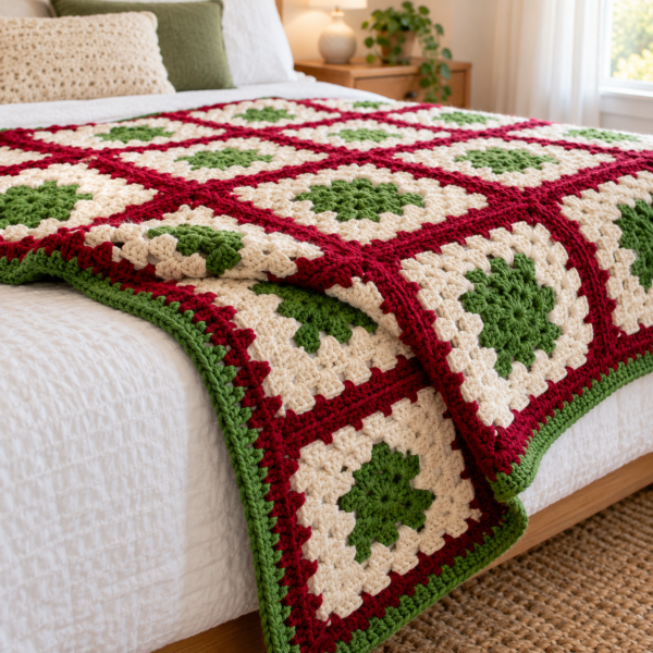 Christmas Tree Granny Square Blanket Crochet Pattern – Christmas Throw PDF