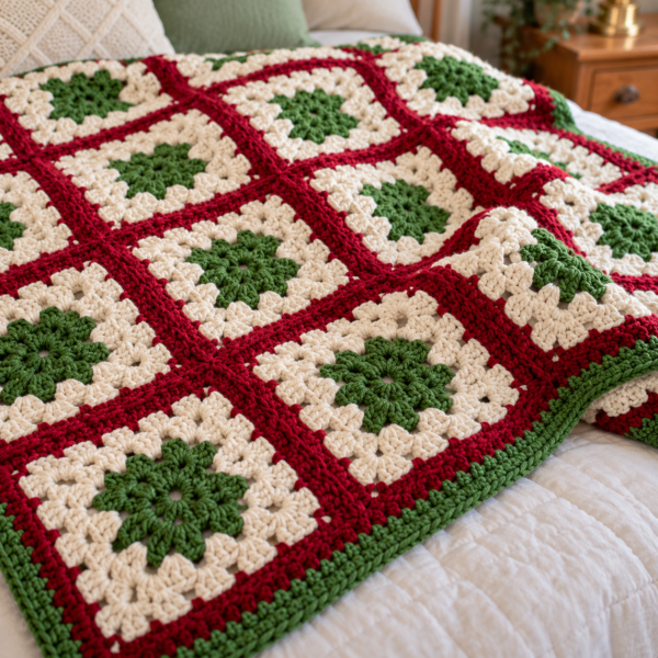 Christmas Tree Granny Square Blanket Crochet Pattern – Christmas Throw PDF