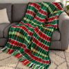 Christmas Woven-Style Crochet Blanket Pattern PDF – Festive Red & Green Throw