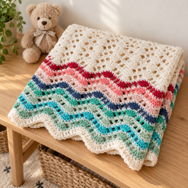 Cozy Crocheted Baby Blanket Still Life Baby Blanket Crochet Pattern PDF – Colorful Ripple Baby Blanket