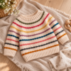 Rainbow Sweater Crochet Pattern PDF – Colorful Kids Sweater, Baby to 10 Years