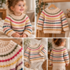 Rainbow Sweater Crochet Pattern PDF – Colorful Kids Sweater, Baby to 10 Years