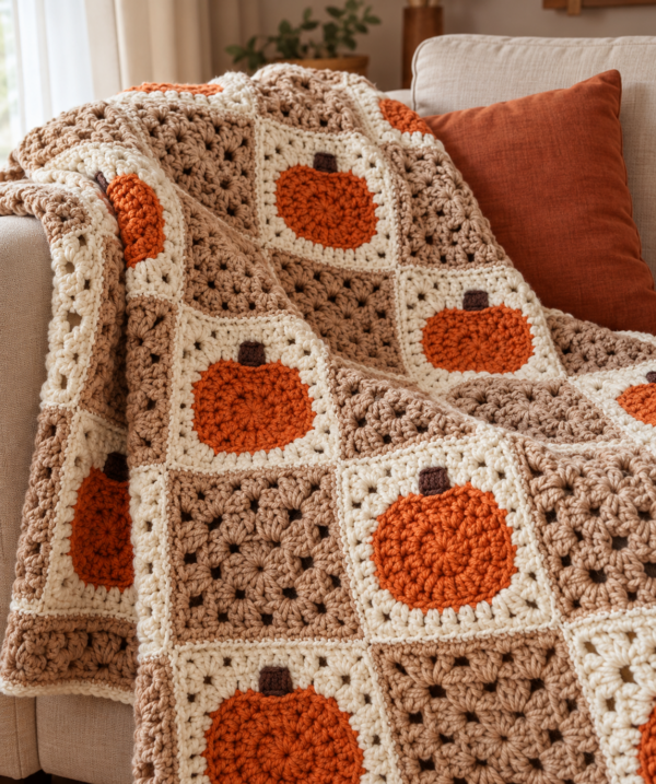 Pumpkin Granny Square Crochet Pattern PDF – Autumn Crochet Design