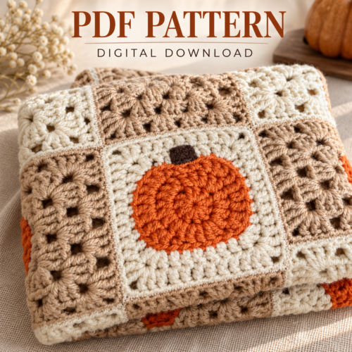 Cozy Pumpkin Granny Square Pattern-2 Pumpkin Granny Square Crochet Pattern PDF – Autumn Crochet Design