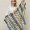 Crochet Blanket With Stripes and Lace Pattern PDF
