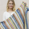 Crochet Blanket With Stripes and Lace Pattern PDF
