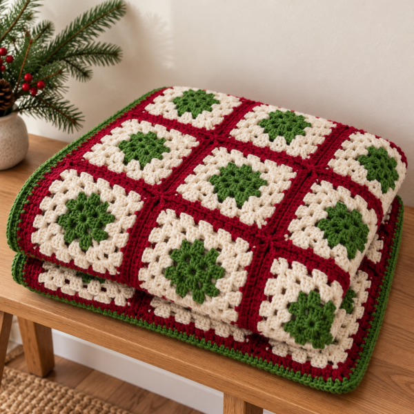 Christmas Tree Granny Square Blanket Crochet Pattern – Christmas Throw PDF