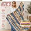 Crochet Blanket With Stripes and Lace Pattern PDF